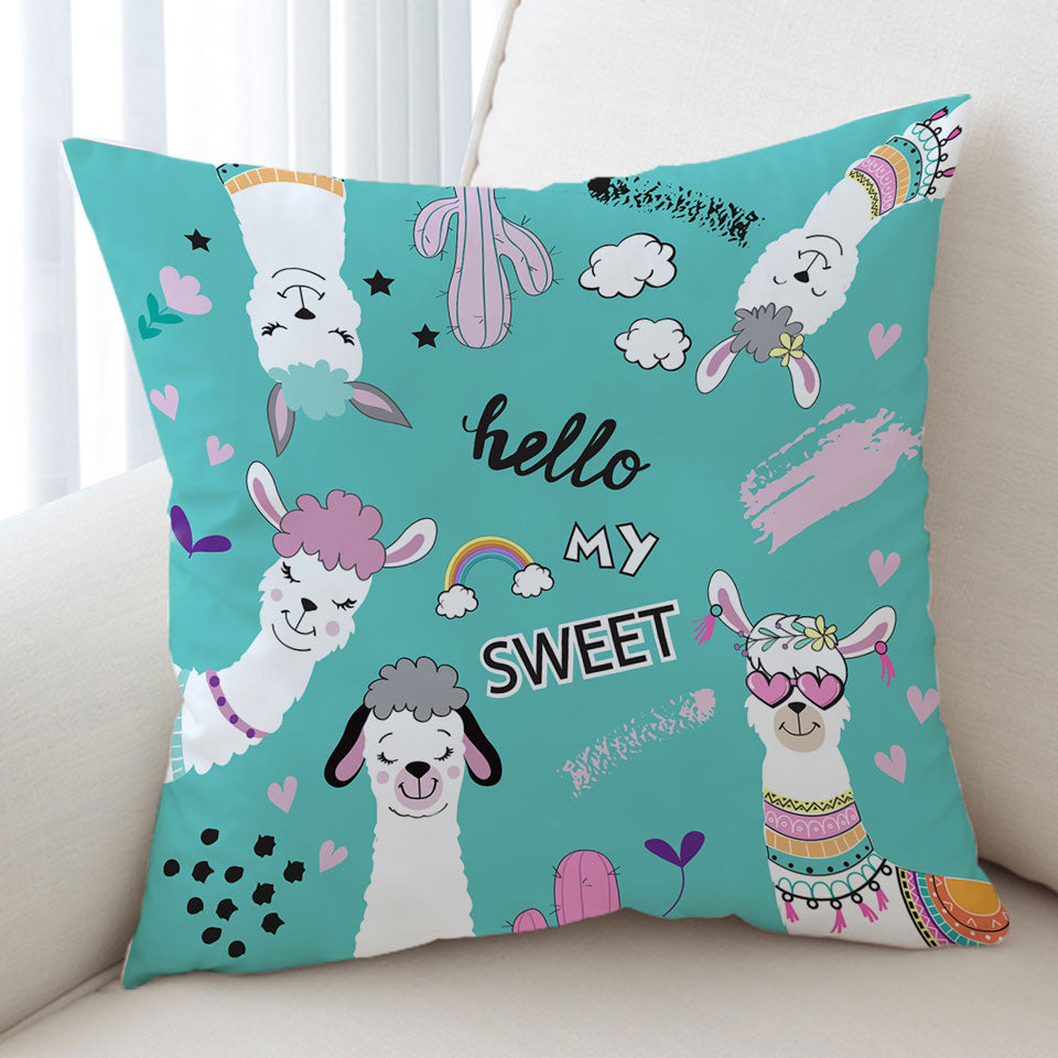 Cute Cushion Covers Hello My Sweet Llama