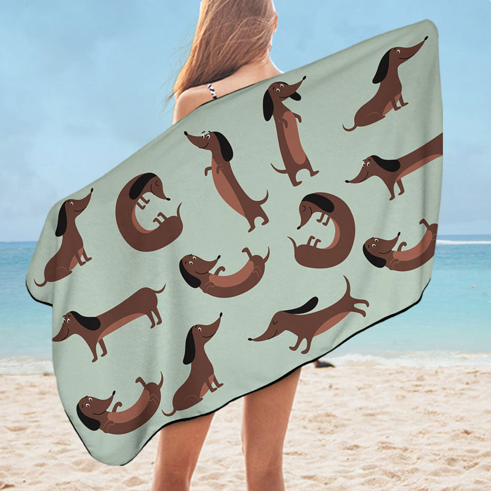 Cute Dachshund Microfibre Beach Towels