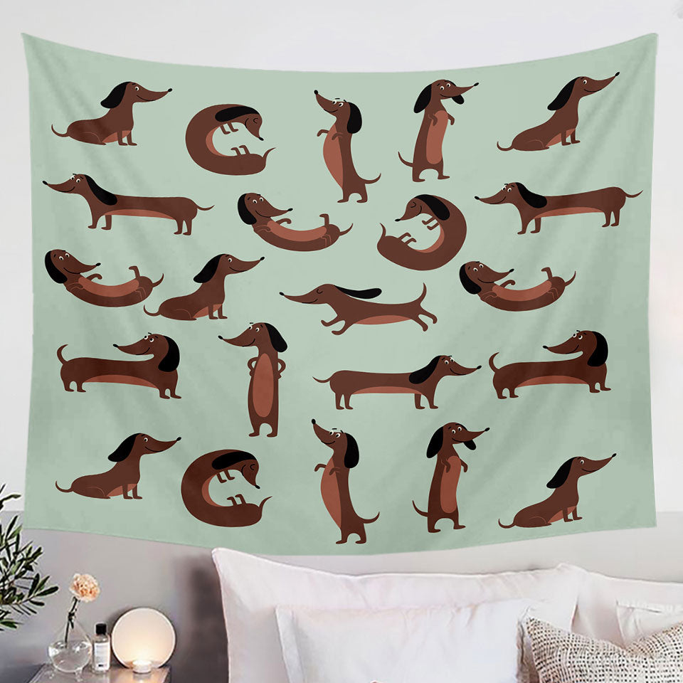 Cute Dachshund Pattern Tapestry