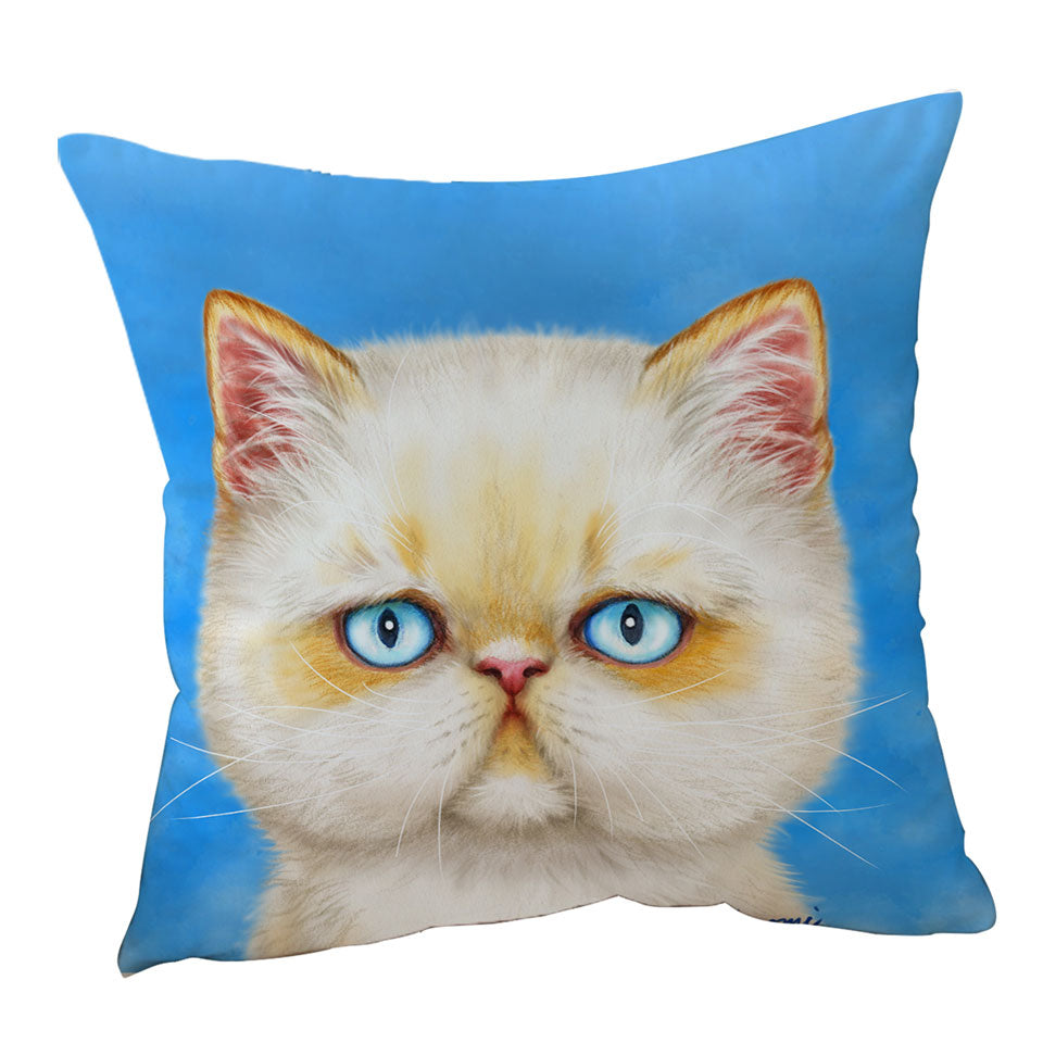 Cute Decorative Cushions White Ginger Serious Cat