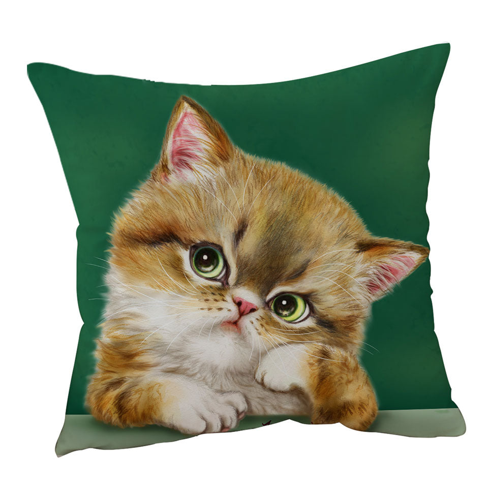 Cute Decorative Pillows with Cats Art the Thinker Kitten
