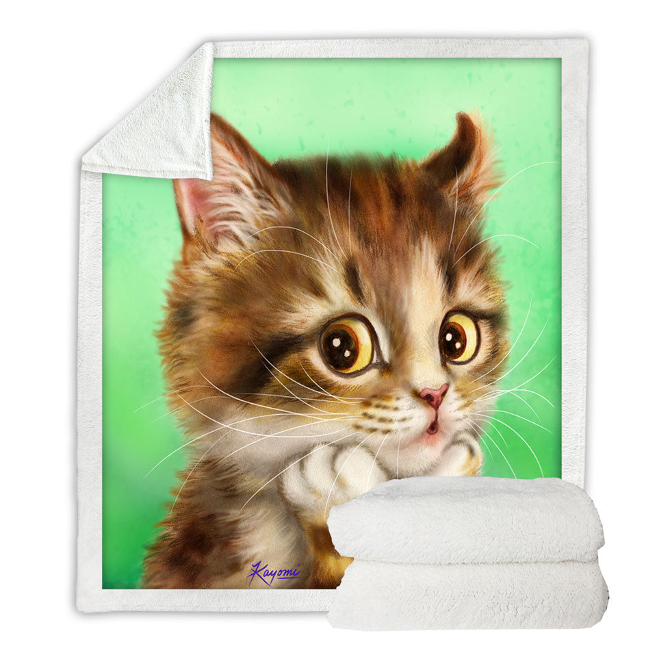 Cute Decorative Throws with Cat Art Designs Patient Kitten