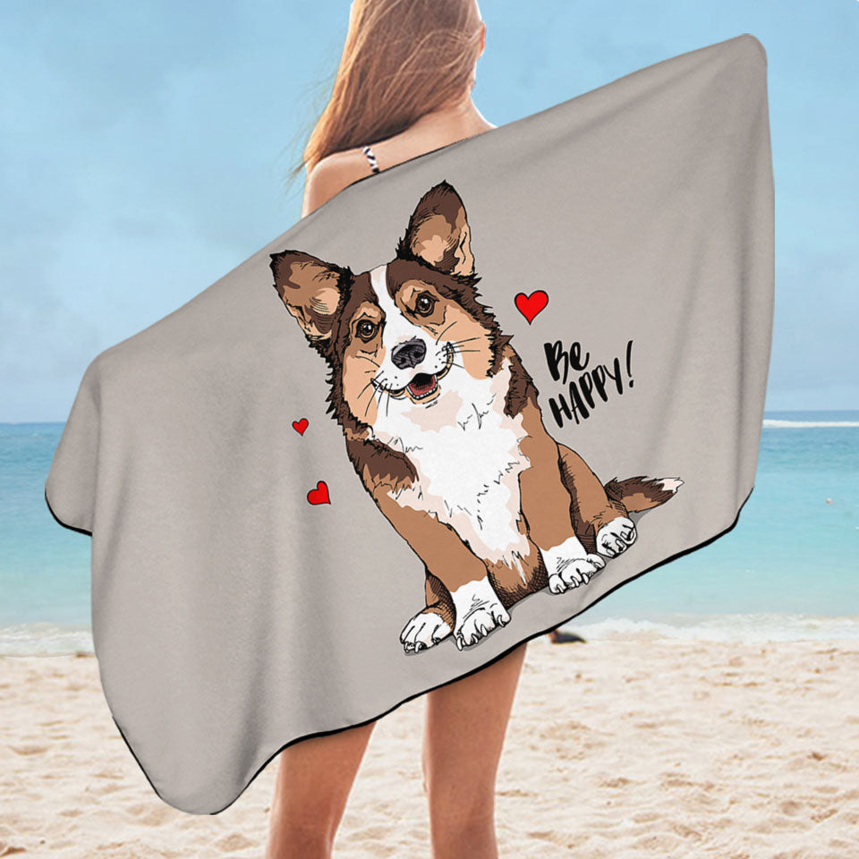 Cute Dog Puppy Microfiber Beach Towel