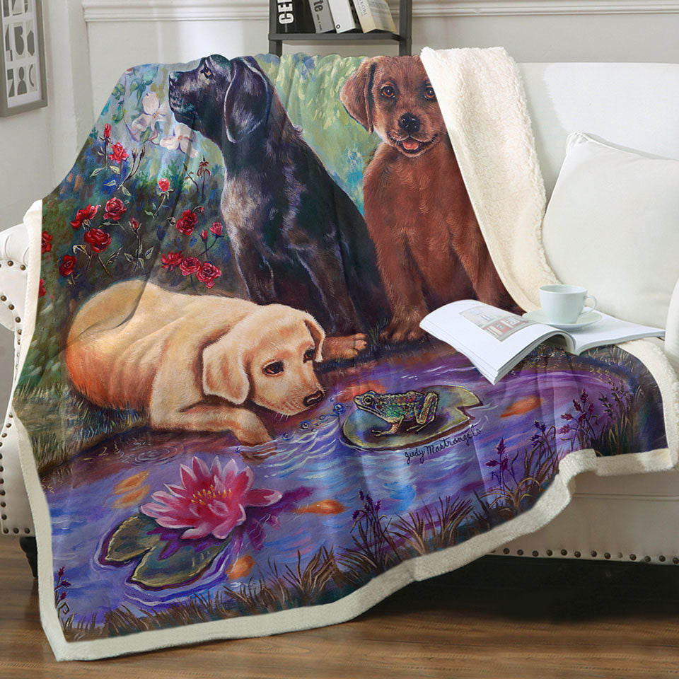 products/Cute-Dog-Throw-Blanket-Art-Lovely-Labradors-in-the-Flower-Garden