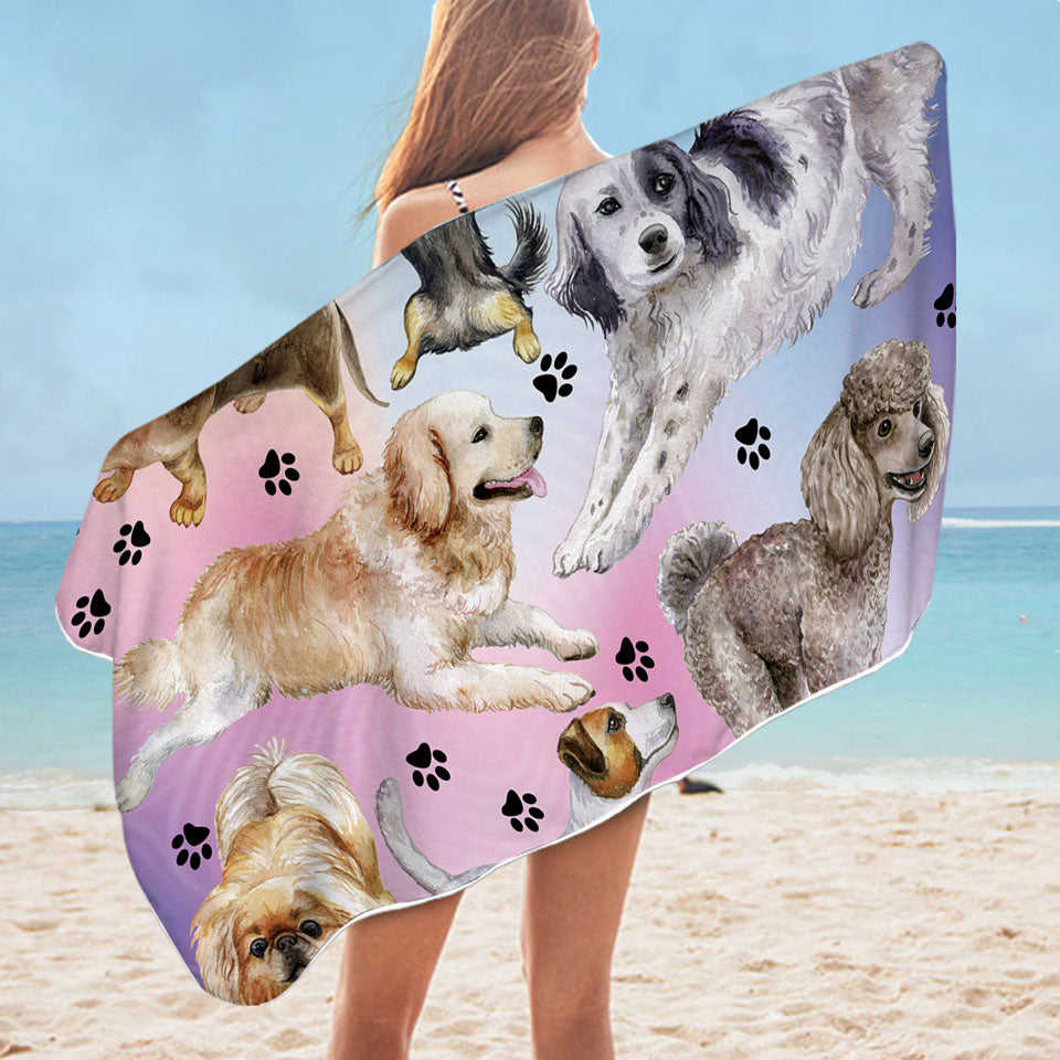 Cute Dogs Microfiber Beach Towel