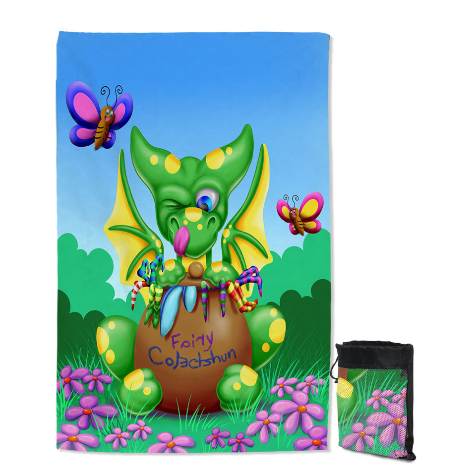 Cute Dragon and Butterfly Beach Towels for Children