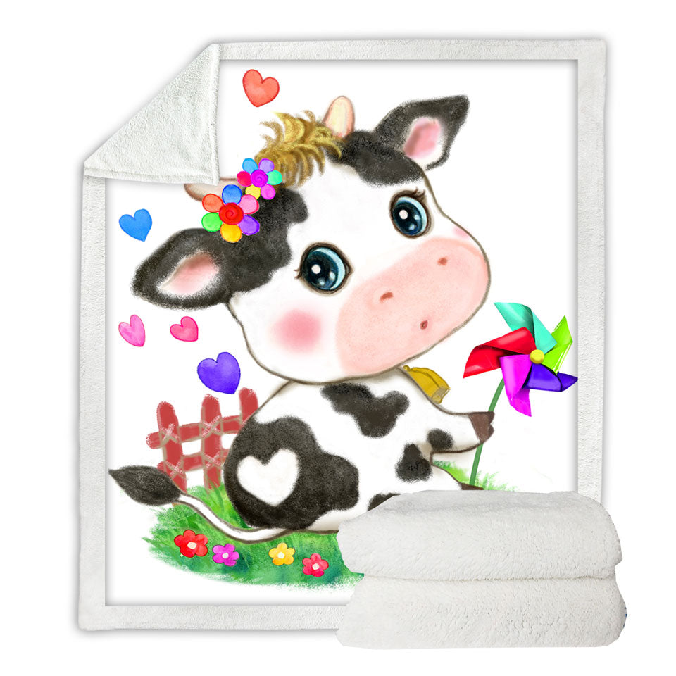 Cute Drawings for Kids Little Moo Heart Cow Throws