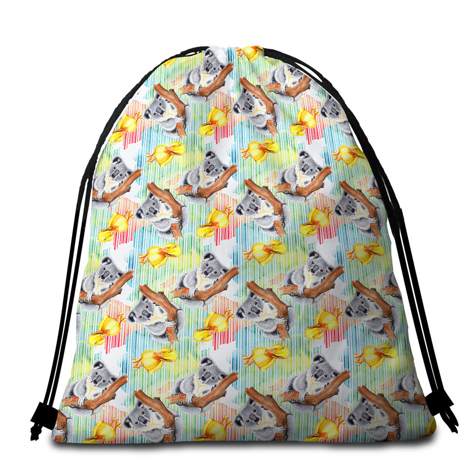 Cute Duck and Koala Beach Bags and Towels for Kids