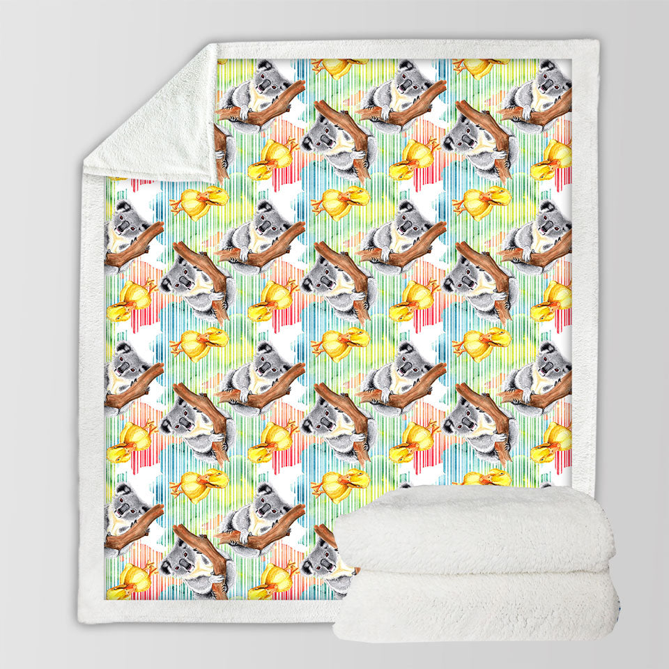 Cute Duck and Koala Fleece Blankets for Kids