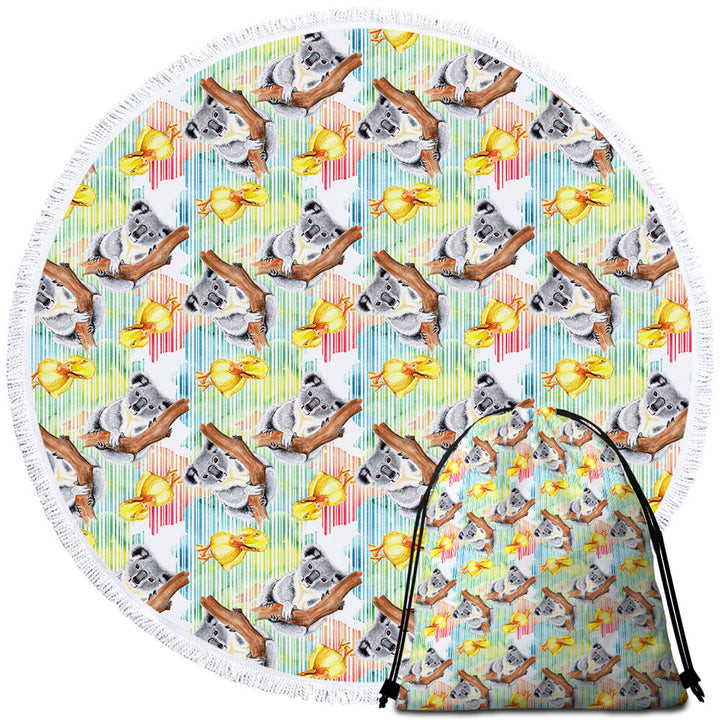 Cute Duck and Koala Kids Beach Towels