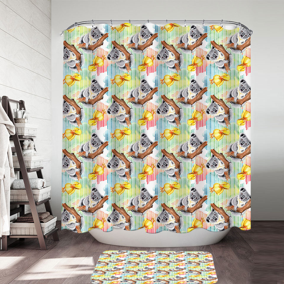 Cute Duck and Koala Shower Curtain