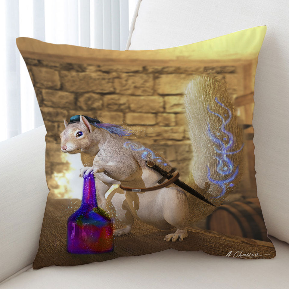 Cute Fantasy Art Snowspeed the Squirrel Cushion