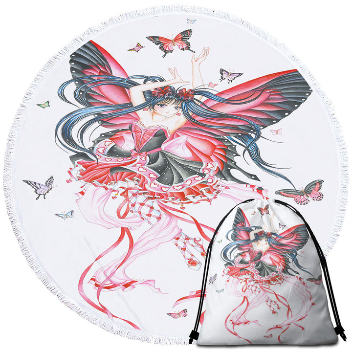 Cute Fantasy Drawing Butterfly Girl Microfiber Towels For Travel