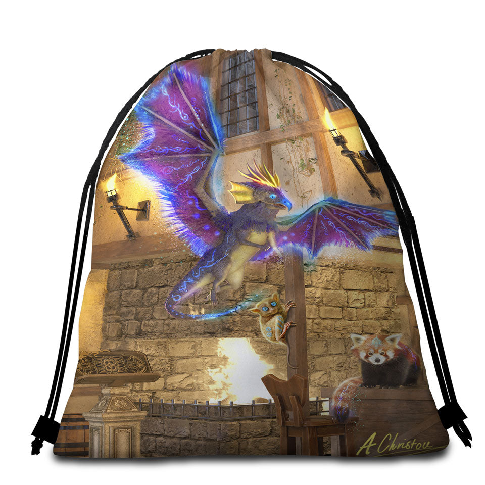 Cool Beach Bags and Towels Dark Art Football Coach vs Angel of Death