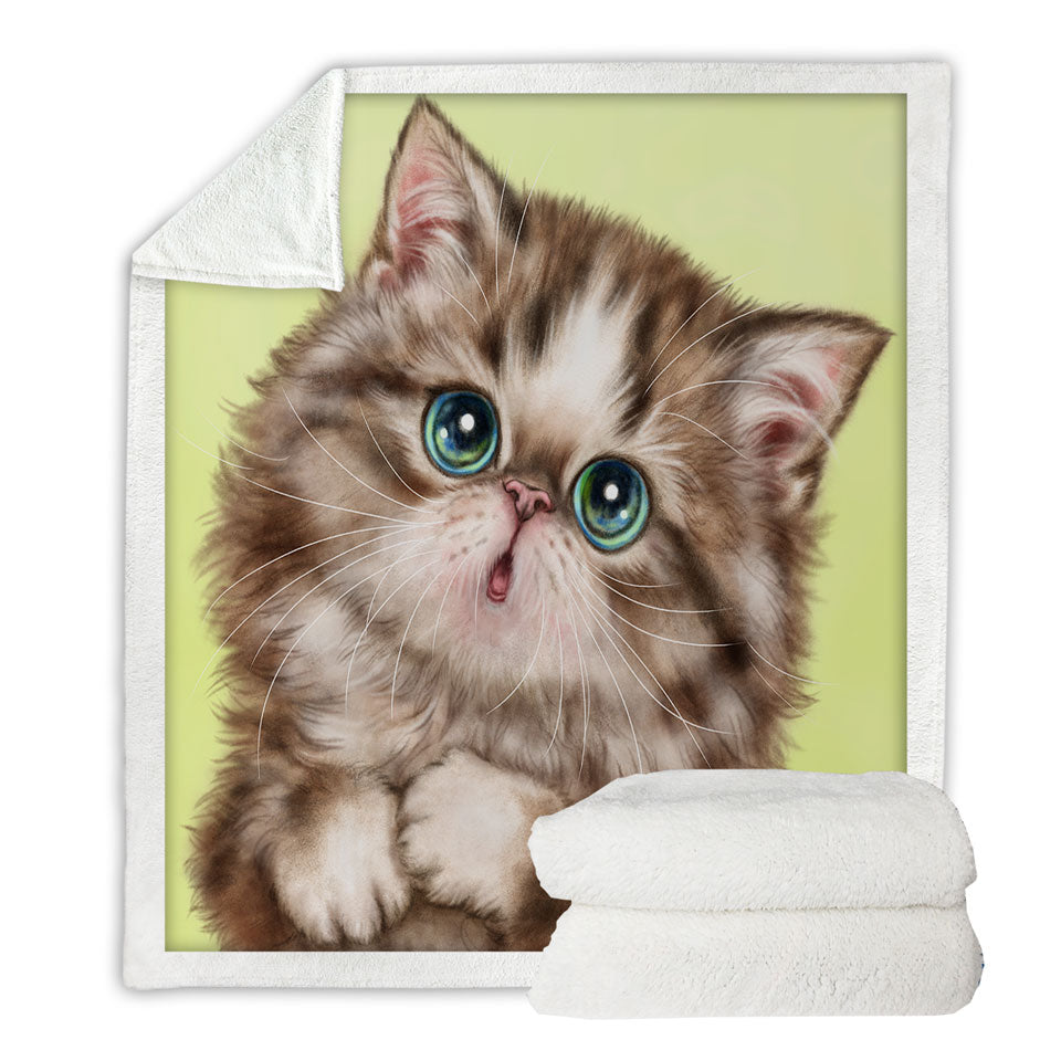 Cute Fleece Blankets Kittens Drawings Brown Tabby Kitty Cat