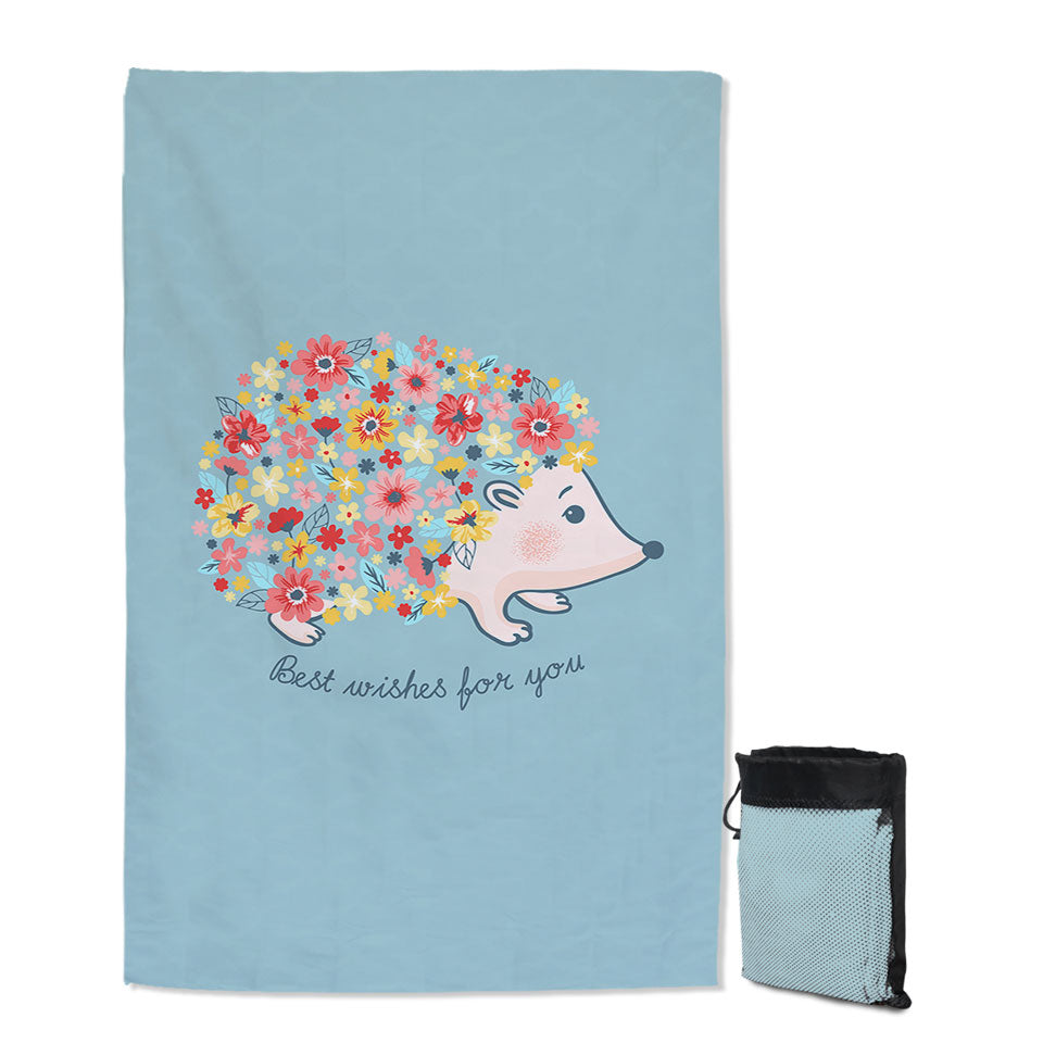 Cute Flowery Hedgehog Quick Dry Beach Towel