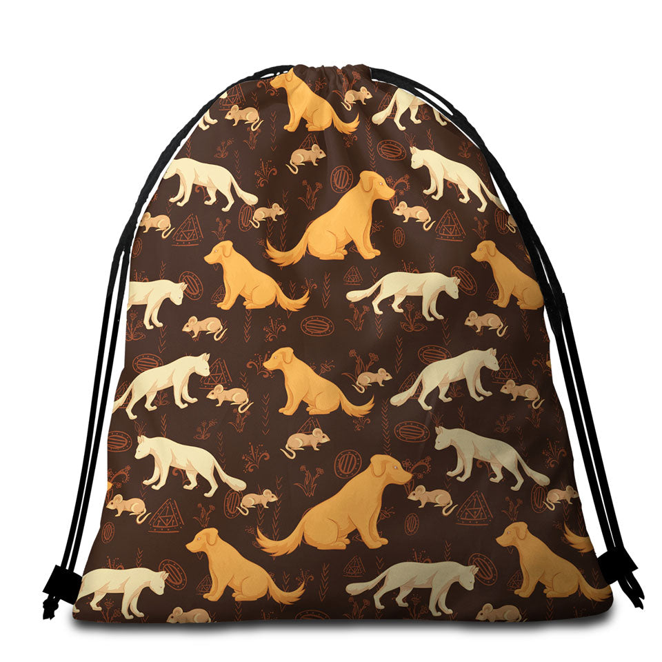 Cute Friends Mouse Dog Cat Beach Towel Bags