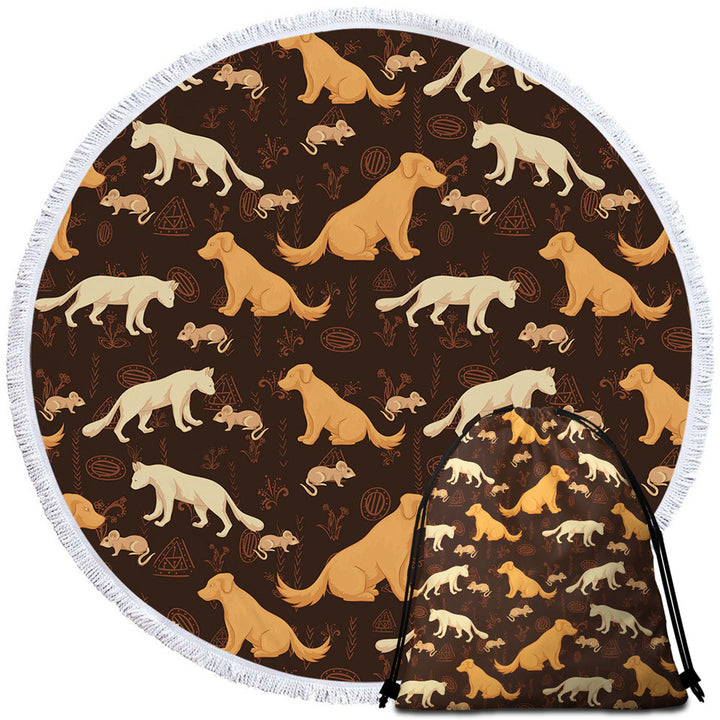 Cute Friends Mouse Dog Cat Circle Beach Towel