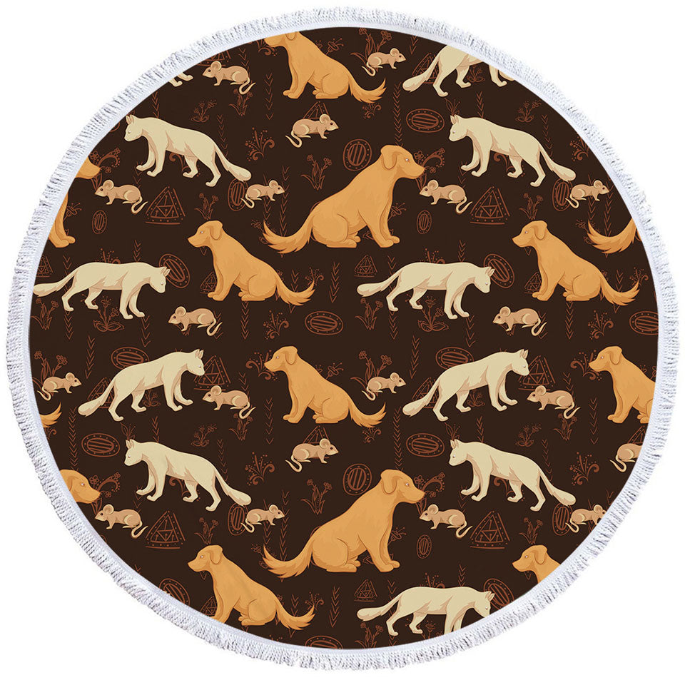 Cute Friends Mouse Dog Cat Round Towel