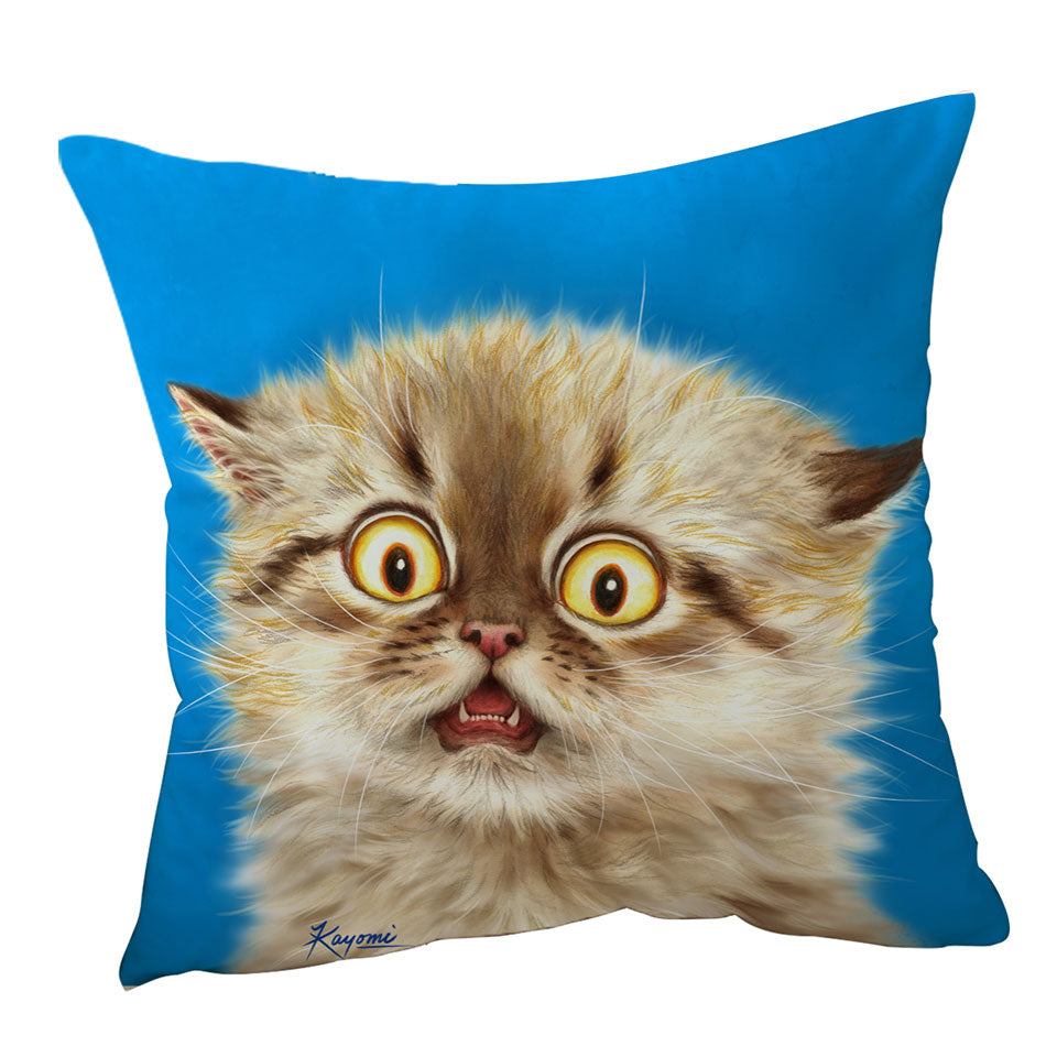 Cute Frightened Kitten Cat Cushion Covers