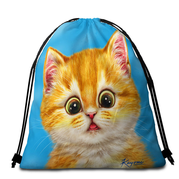Cute Ginger Cats Designs Surprised Kitten Beach Towel Pack