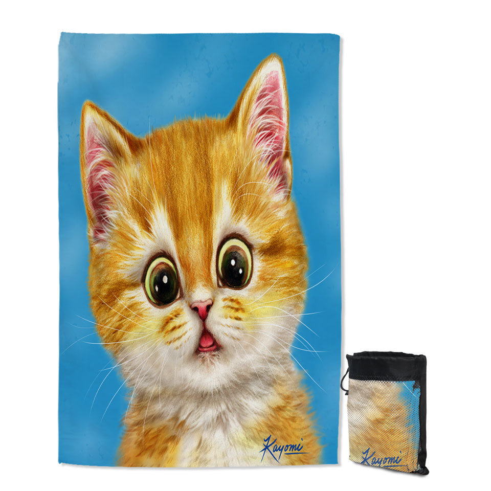 Cute Ginger Cats Designs Surprised Kitten Beach Towels