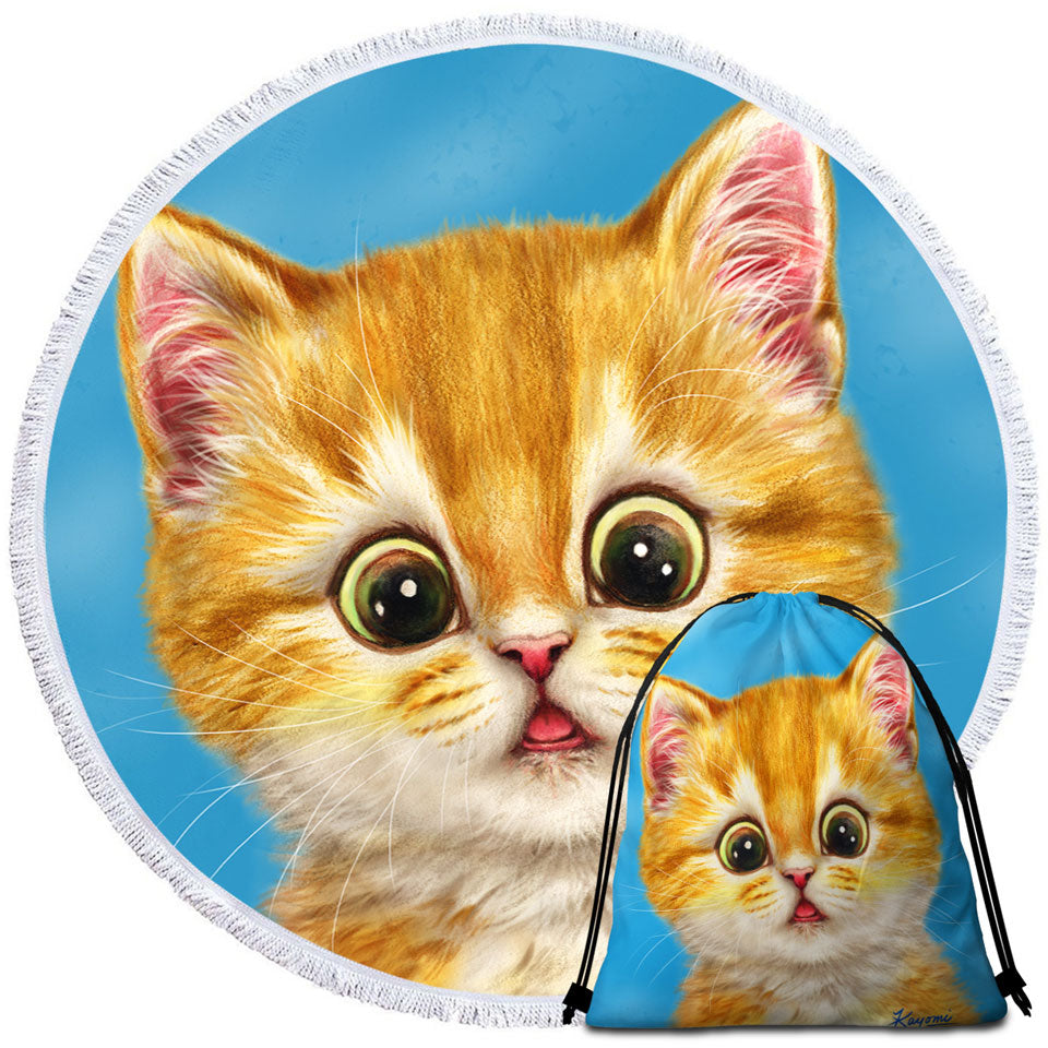 Cute Ginger Cats Designs Surprised Kitten Big Beach Towels