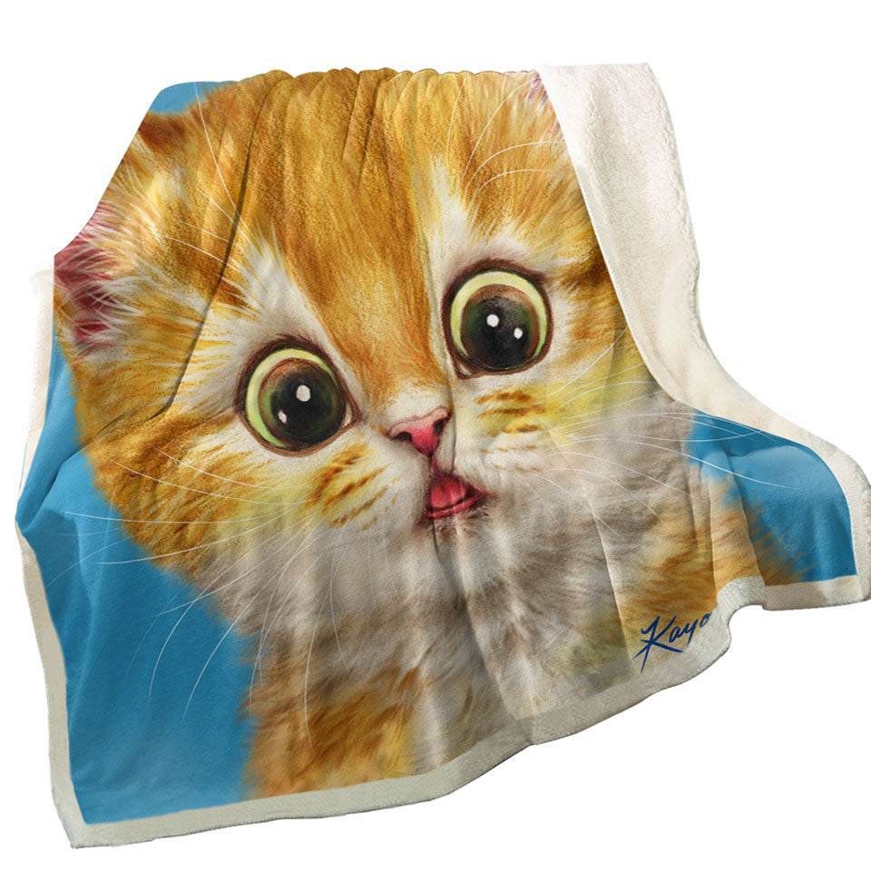 Cute Ginger Cats Designs Surprised Kitten Sherpa Blanket
