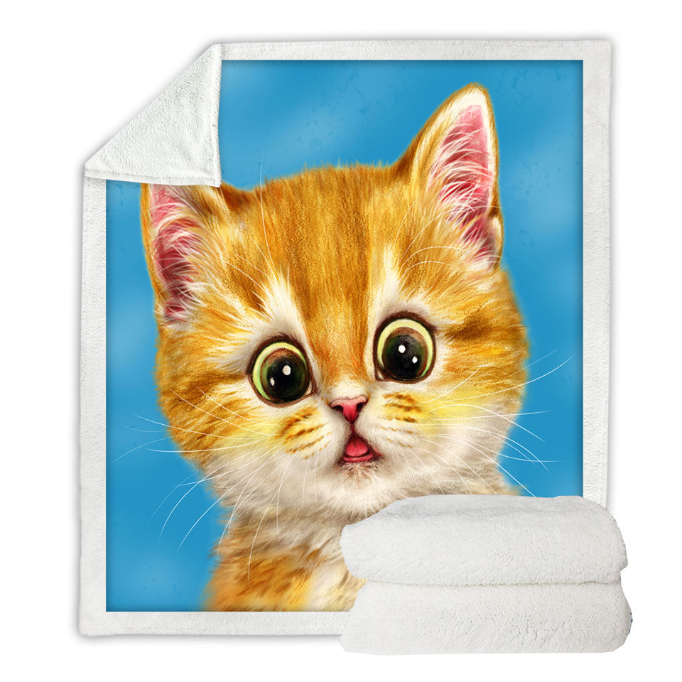 Cute Ginger Cats Designs Surprised Kitten Throw Blanket