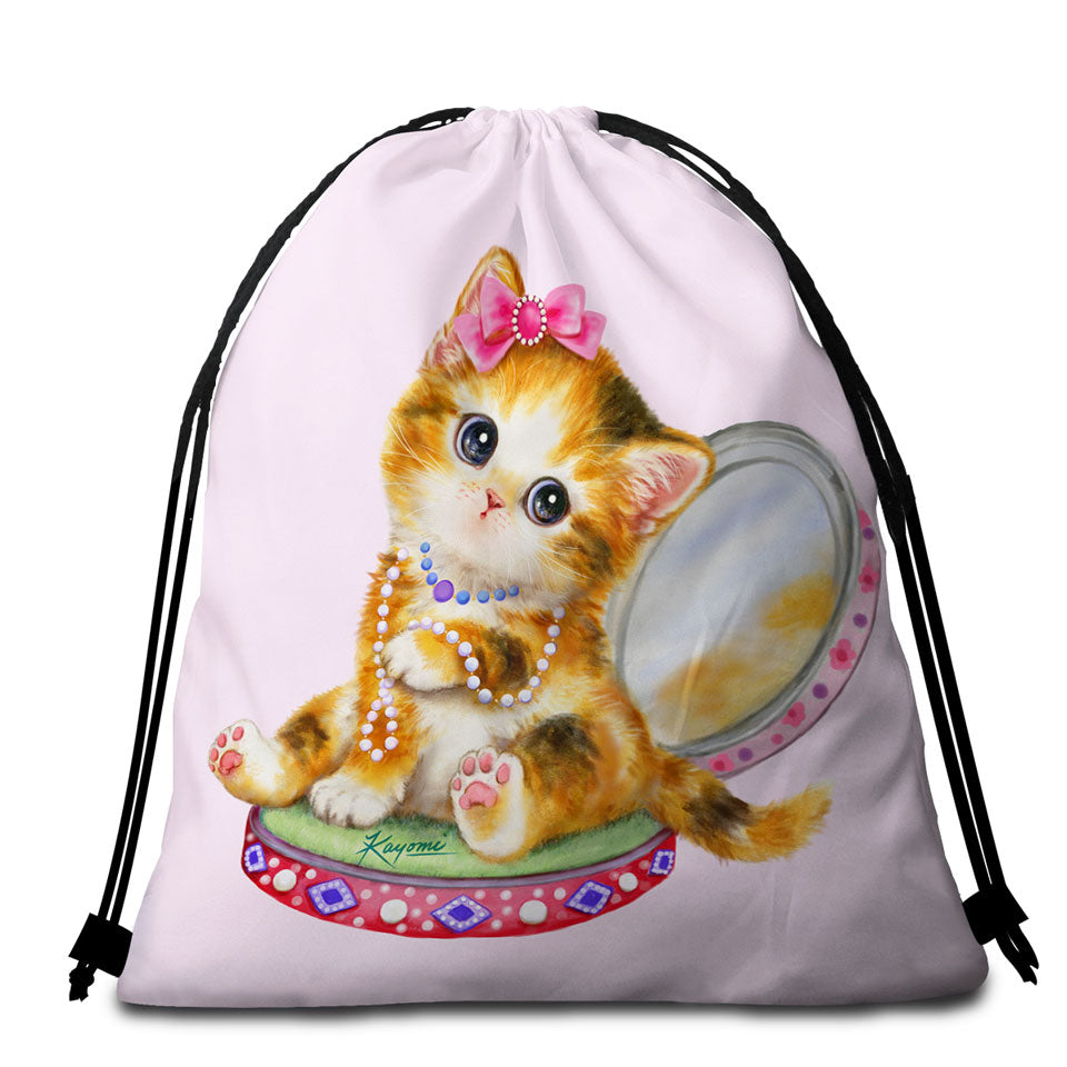 Cute Girls Beach Towel Pack Cat Drawings Ginger Tabby Girl Kitten