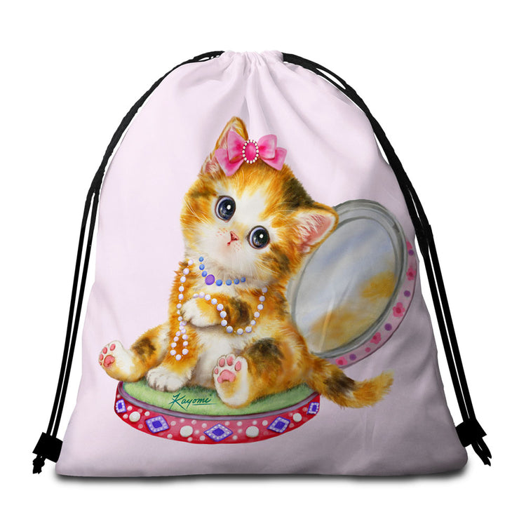 Cute Girls Beach Towel Pack Cat Drawings Ginger Tabby Girl Kitten
