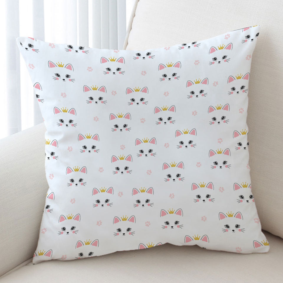 Cute Girls Cushion Covers Adorable Cat Princess and Paw Pattern
