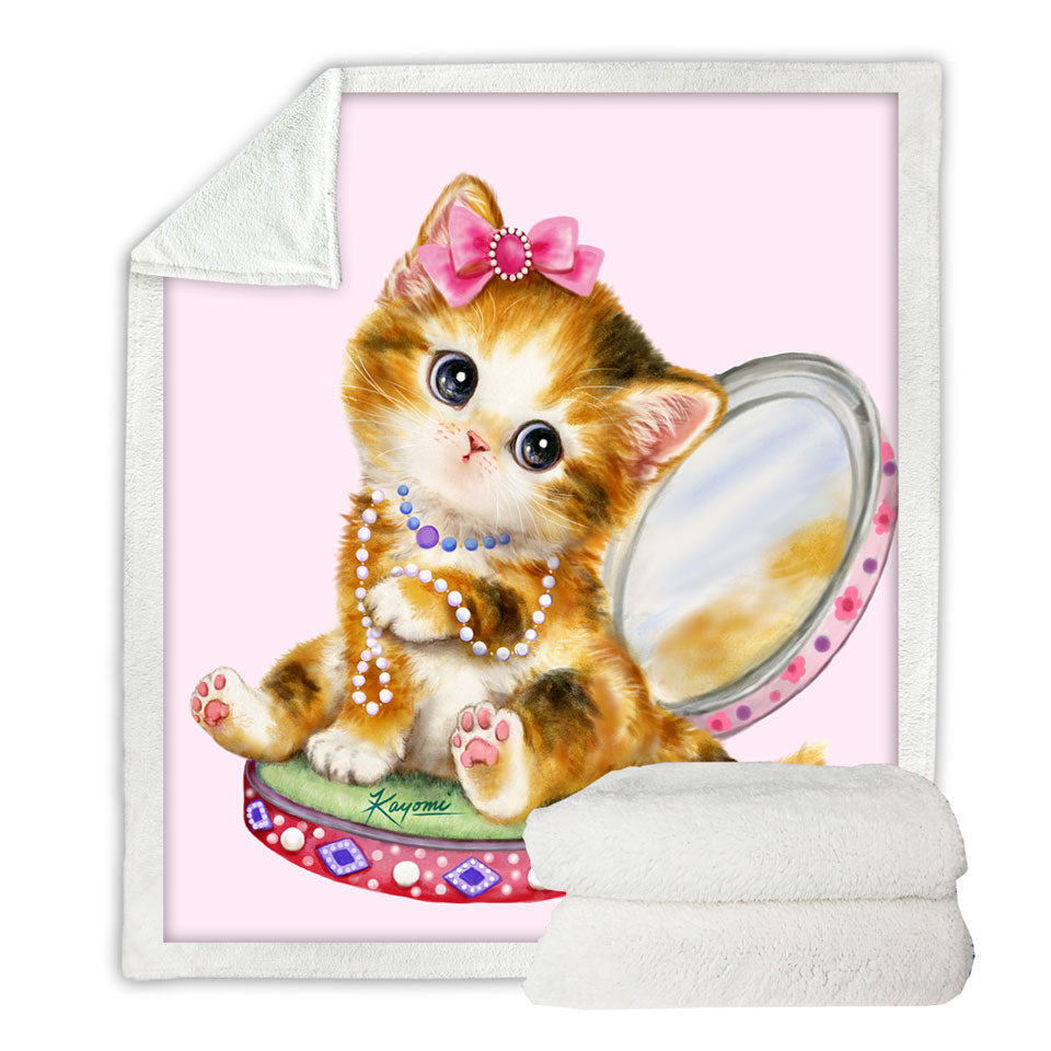 Cute Girls Throws Cat Drawings Ginger Tabby Girl Kitten