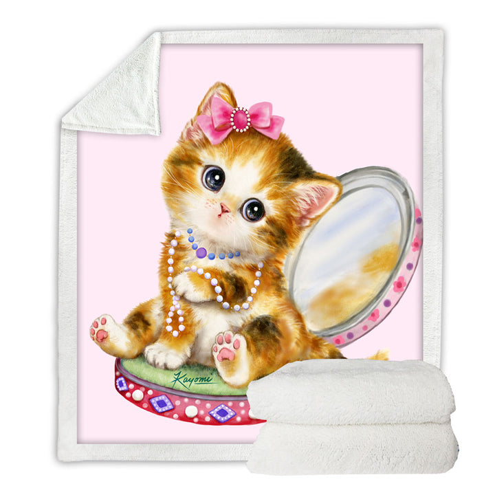 Cute Girls Throws Cat Drawings Ginger Tabby Girl Kitten