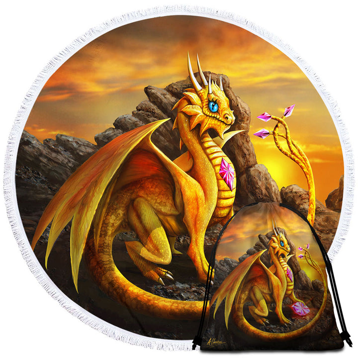 Cute Girly Beach Towels and Bags Set Golden Dragon