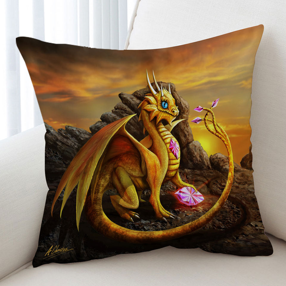 Cute Girly Cushion Golden Dragon