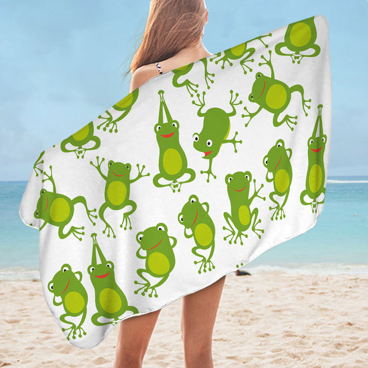 Cute Green Frog Pool Towel