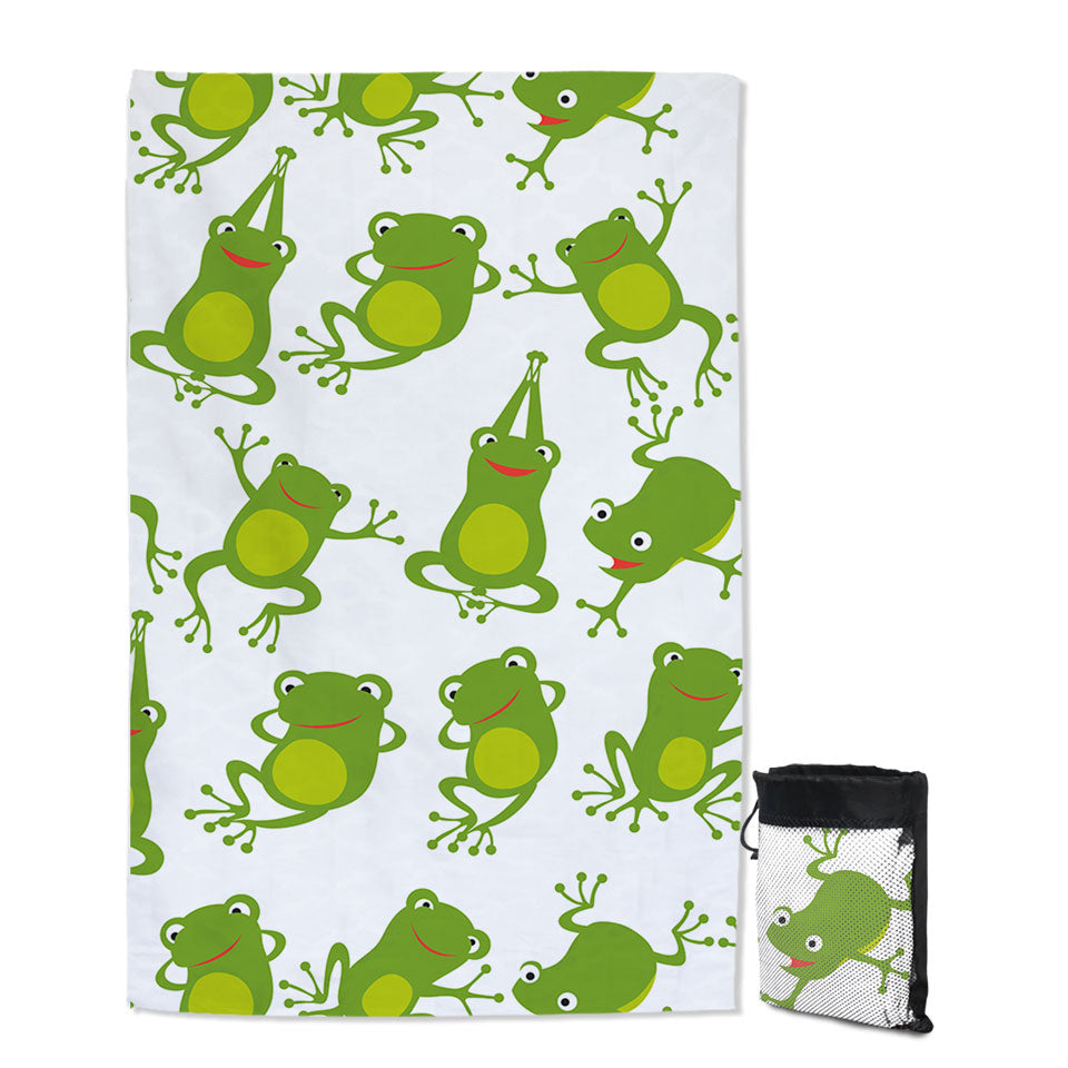 Cute Green Frog Swimming Towel