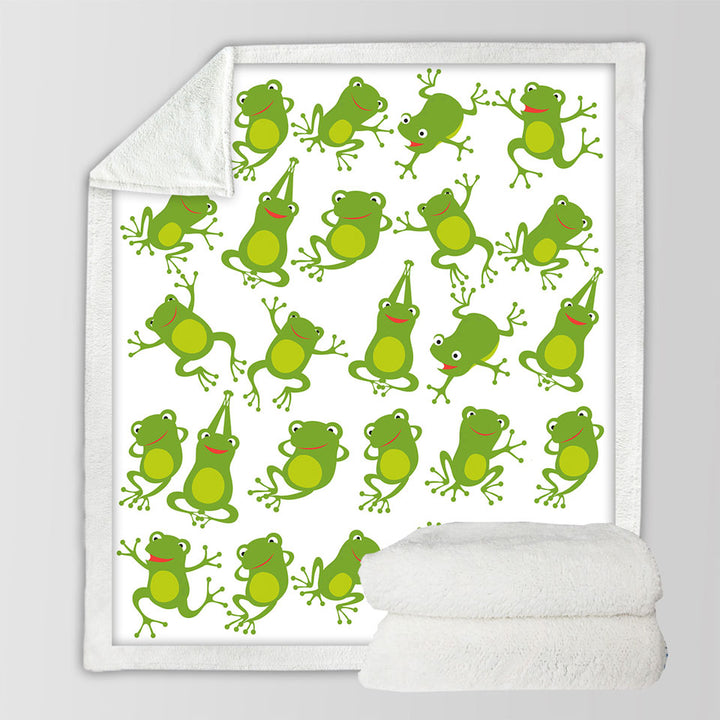 Cute Green Frog Throw Blanket