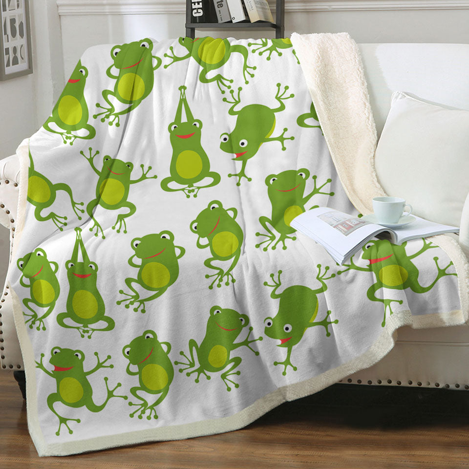 Cute Green Frog Throws
