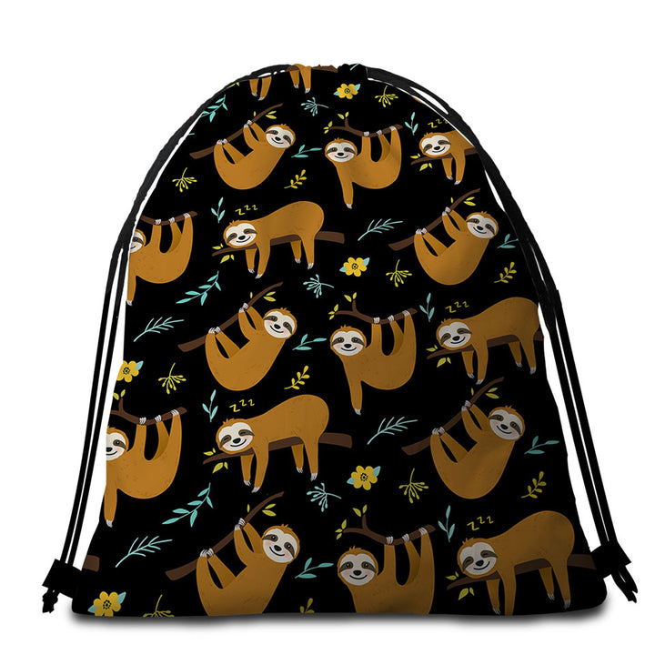 Cute Hanging Sloths Beach Bags and Towels