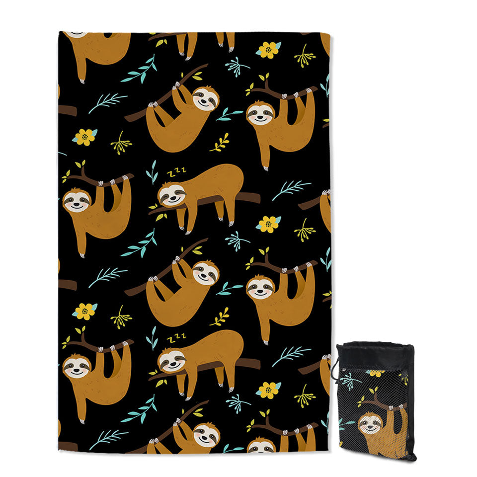 Cute Hanging Sloths Thin Beach Towels
