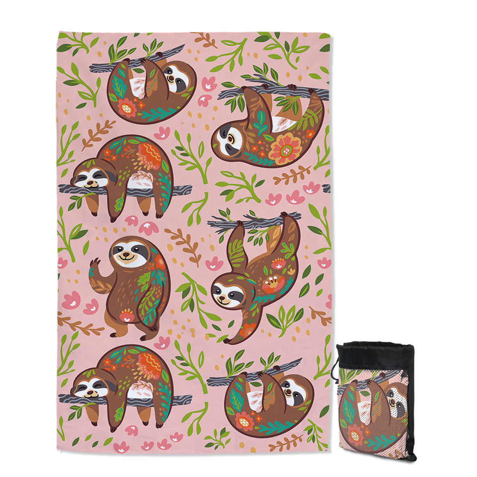 Cute Happy Sloth Swims Towel for Children
