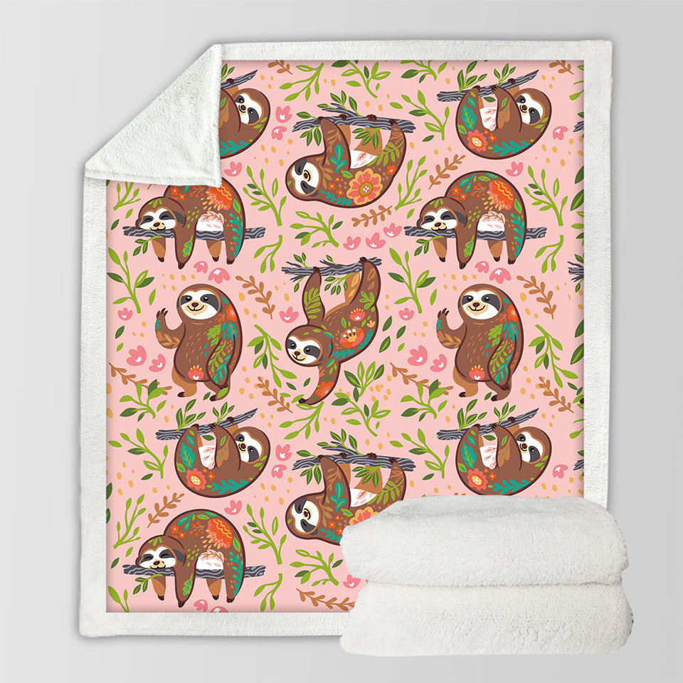 Cute Happy Sloth Throws for Children
