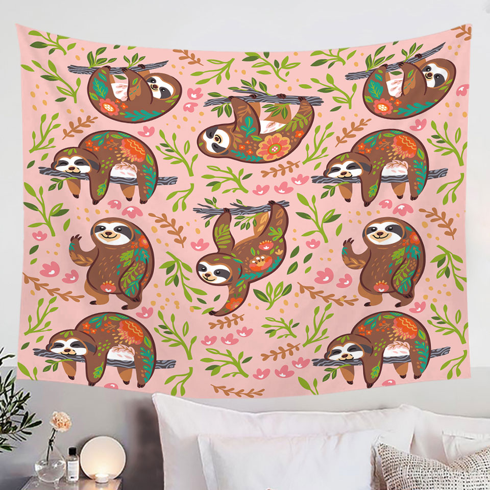 Cute Happy Sloth Wall Decor Tapestry for Children
