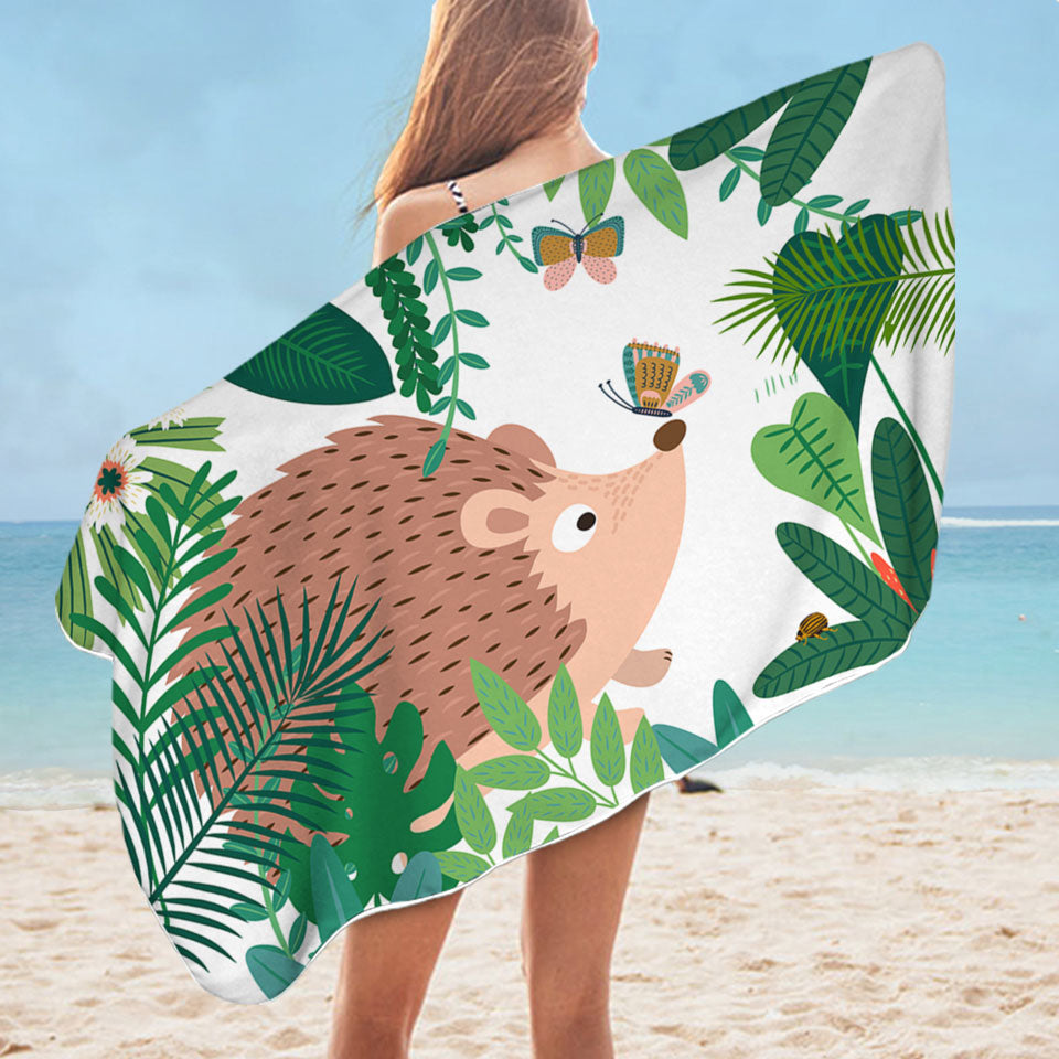 Cute Hedgehog Microfiber Beach Towel for Kids