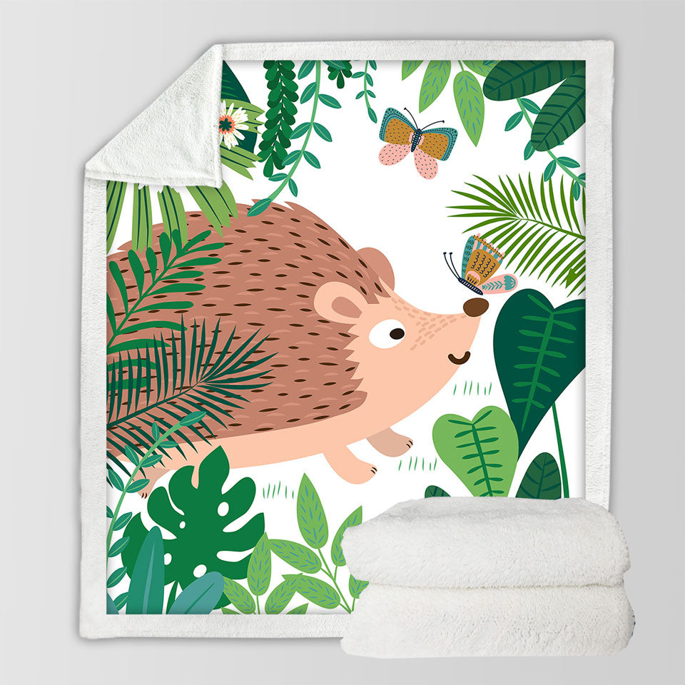 Cute Hedgehog Sherpa Blanket for Kids
