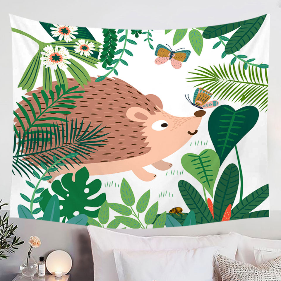 Cute Hedgehog Tapestry for Kids