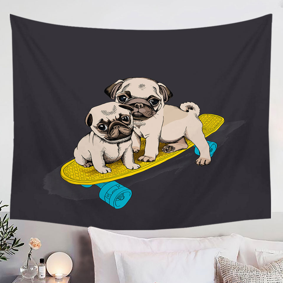 Cute Home Wall Decor Skating Pugs