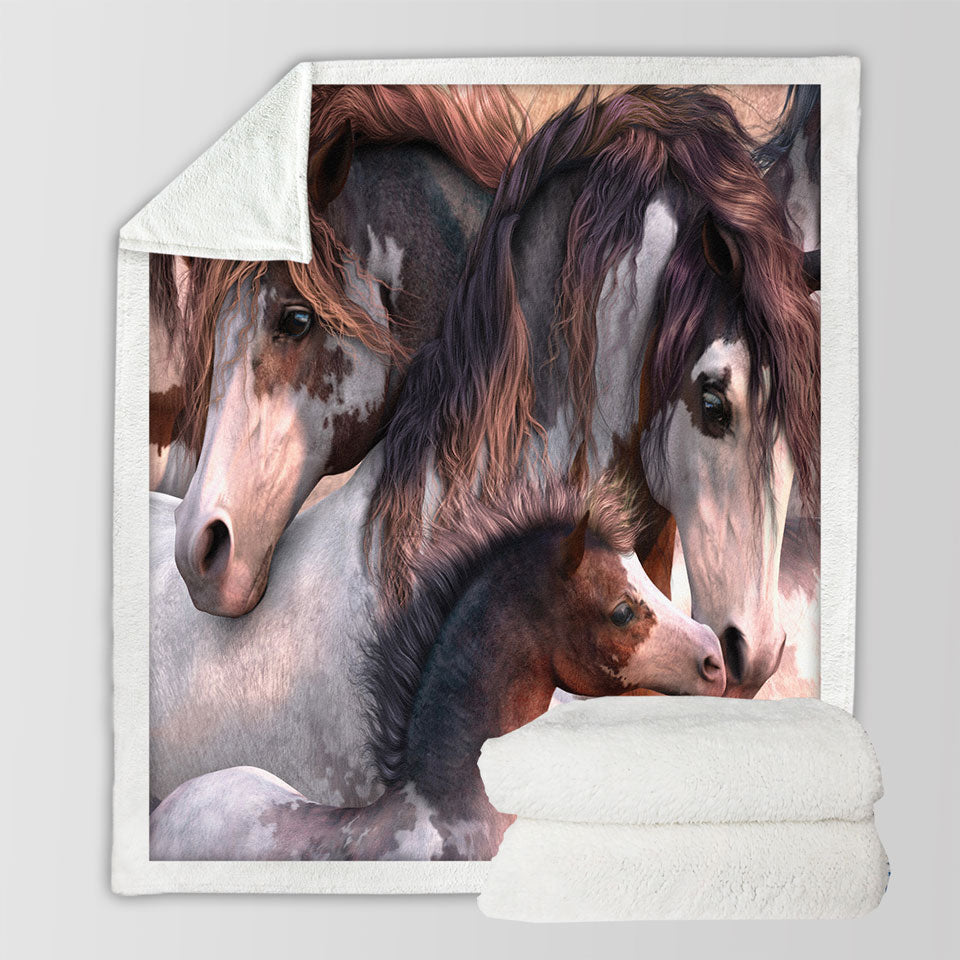products/Cute-Horses-Art-Beautiful-Horse-Family-Sherpa-Blanket